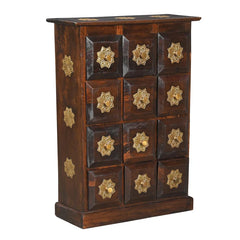 Brass Work Hand Carved Solid Wood Chest Of Drawers D62