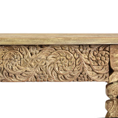 Antique Indian Hand Carved Solid Wood Console Table 02