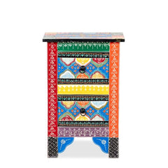 Pandora Hand Painted Multicolored Wooden Side Table