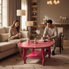 Indian Hand Painted Solid Wood Coffee Table C151