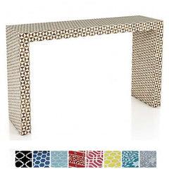 Maaya Bone inlay Brown White Geometry Console Hall Table