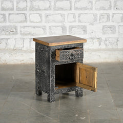 Indian Solid Wood Hand Carved Bedside Black