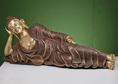 Indian Brass Tibetan Buddhist Buddha In Brass Statue