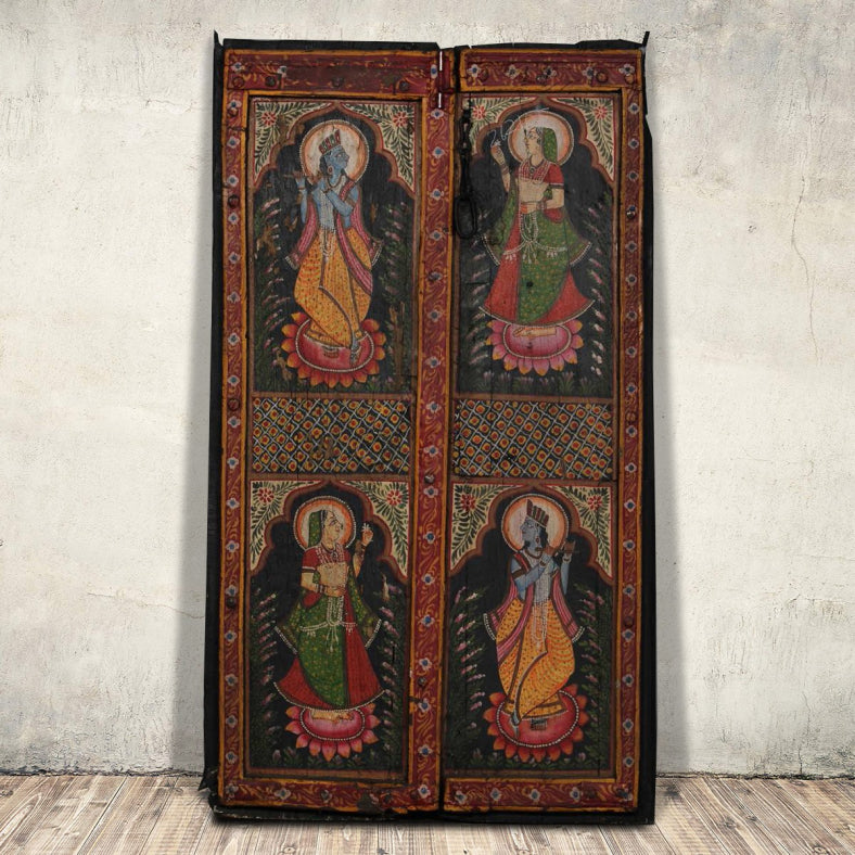 Mughal Hand Painted Reclaimed Wooden Door 61
