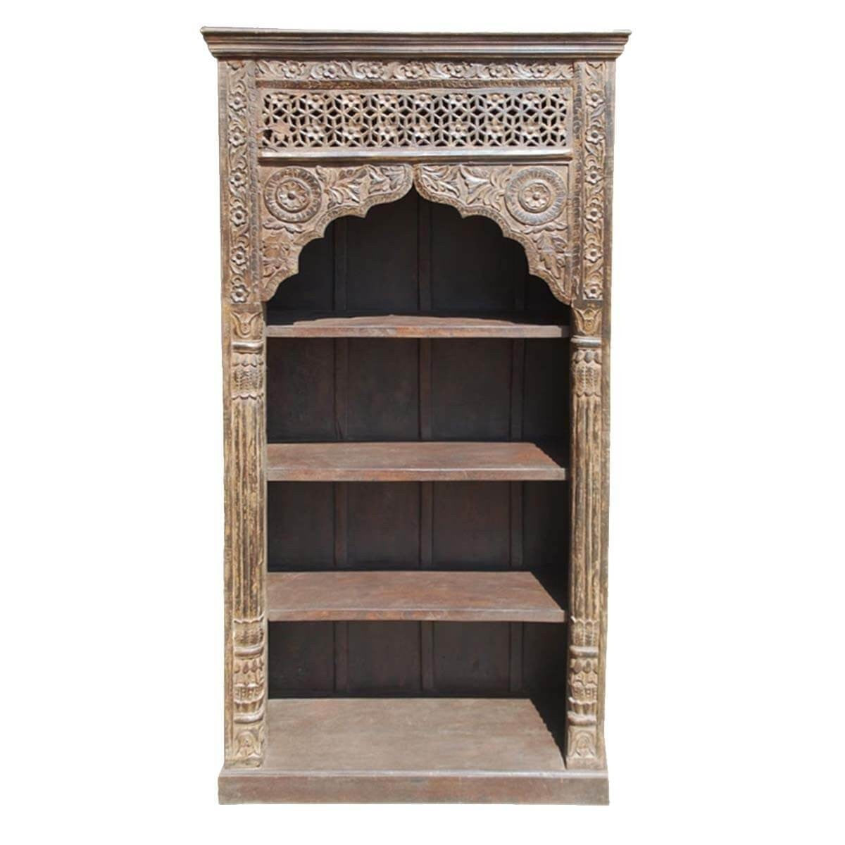 Monrovia 4 Shelf Vintage Rustic Solid Wood Arched Bookshelf