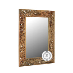 Indian Hand Carved Mirror Frame Natural 90x120 cm