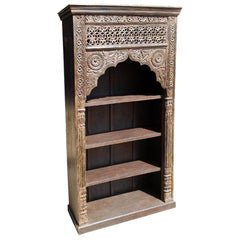 Monrovia 4 Shelf Vintage Rustic Solid Wood Arched Bookshelf