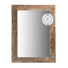 Indian Hand Carved Mirror Frame Natural 60x90 cm B