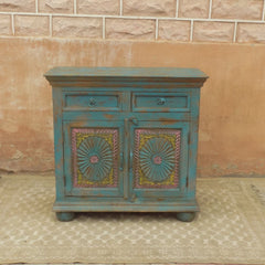 Hand Carved Solid wood Sideboard Rustic Blue 1M