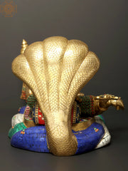 Indian Lord Vishnu With Devi Lakshmi Brass Statue with Inlay Work