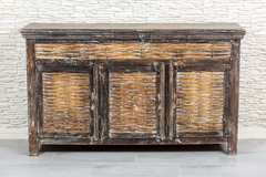 Antique Indian Reclaimed Hand Liberty Solid Wooden Sideboard Whitewash 162x45x96cm A0253