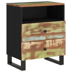 Angle Industrial Iron and Solid Wood Bedside Table 41