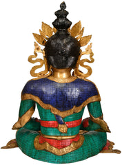 Indian Crown Buddha Tibetan Buddhist Buddha In Brass Statue With Inlay Work