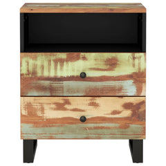 Angle Industrial Iron and Solid Wood Bedside Table 41
