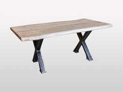 Live Edge Industrial Indian Solid Wood Metal Base Dinning Table Docks