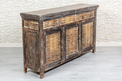 Antique Indian Reclaimed Hand Liberty Solid Wooden Sideboard Whitewash 162x45x96cm A0253