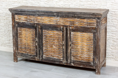 Antique Indian Reclaimed Hand Liberty Solid Wooden Sideboard Whitewash 162x45x96cm A0253