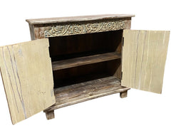Rustic Hand Carved Reclaimed Wood Cabinet D142