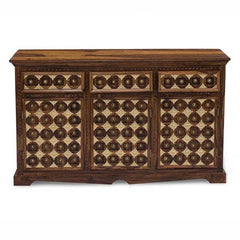 Mogra Antique Brass Work Solid Wood Brass Sideboard D