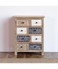 Indian Handmade Carved Solid Wood Chest of Drawers