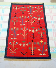 Kilim Wool Handwoven Cotton Dhurrie Durry Rug Jute Floor Covering Pattern 34