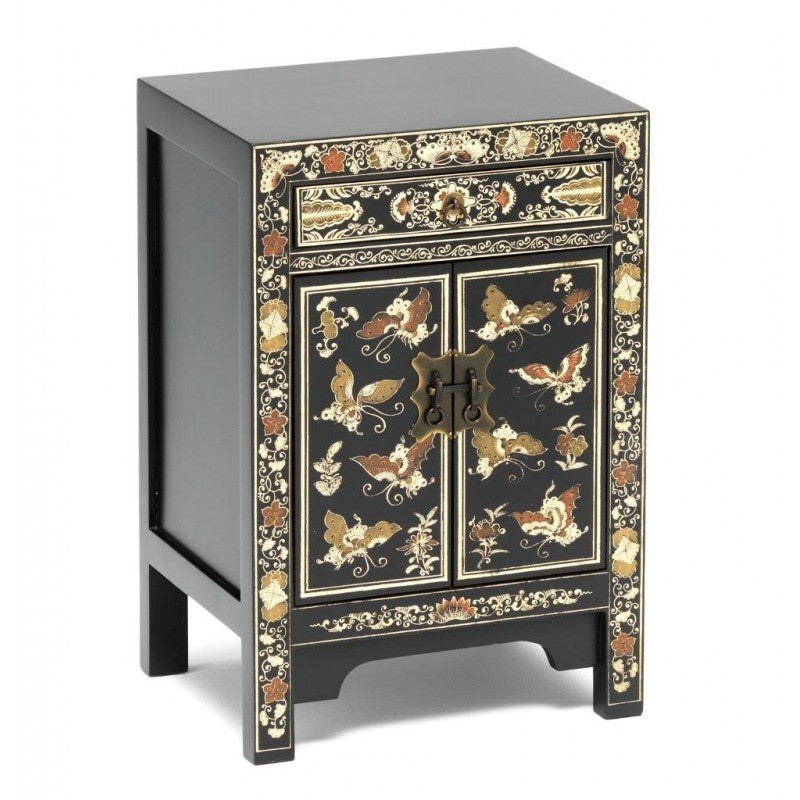 Golden Dragon Oriental Painted Solid Wood Gold Bedside Cabinet 40x35x60cm