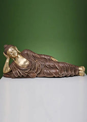 Indian Brass Tibetan Buddhist Buddha In Brass Statue