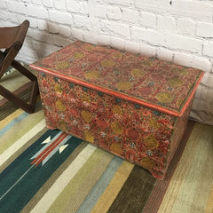 Mughal Hand Painted Indian Solid Wood Anglo Storage Chest