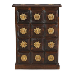 Brass Work Hand Carved Solid Wood Chest Of Drawers D62
