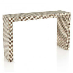 Maaya Bone inlay Brown White Geometry Console Hall Table