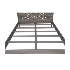 Dynasty Hand Carved Solid Wood Platform Bed Gray