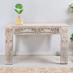 Antique Indian Hand Carved Solid Wood Console Table 03