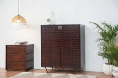 Indian Hand Carved Solid Wood Bar Cabinet D68