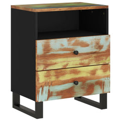 Angle Industrial Iron and Solid Wood Bedside Table 41