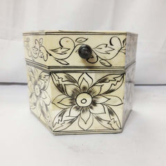 Real Bone Inlay Designer Luxury Jewellery Box Gift Storage Yellow Floral