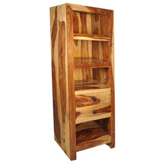 Alameda 4 Open Shelf Solid Wood Tall Narrow Bookcase With Drawers