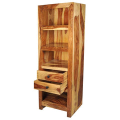 Alameda 4 Open Shelf Solid Wood Tall Narrow Bookcase With Drawers