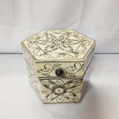 Real Bone Inlay Designer Luxury Jewellery Box Gift Storage Yellow Floral