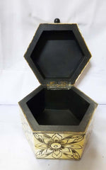 Real Bone Inlay Designer Luxury Jewellery Box Gift Storage Yellow Floral