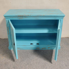 Floral Carved Solid wood Sideboard Light Blue