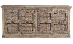 Antique Indian Old Door Solid Wooden Sideboard in Scrap Wood