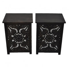 PARIS Carved Pair of Bedsides Chocolate F