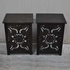 PARIS Carved Pair of Bedsides Chocolate F