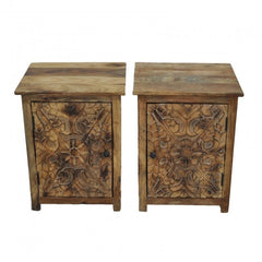 PARIS Carved Pair of Bedsides Natural A