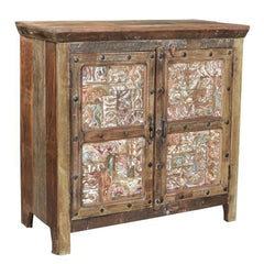 Carved Block Print Reclaimed wood Sideboard