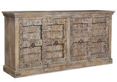 Antique Indian Old Door Solid Wooden Sideboard in Scrap Wood