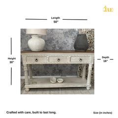 French Provincial Style Pillar Console Table White