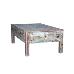 Rustica Reclaimed Solid Wood Coffee Table With Drawers Whitewash C4