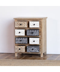 Indian Handmade Carved Solid Wood Chest of Drawers