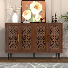 Indian Handmade Carved Solid Wood Buffet Cabinet Sideboard